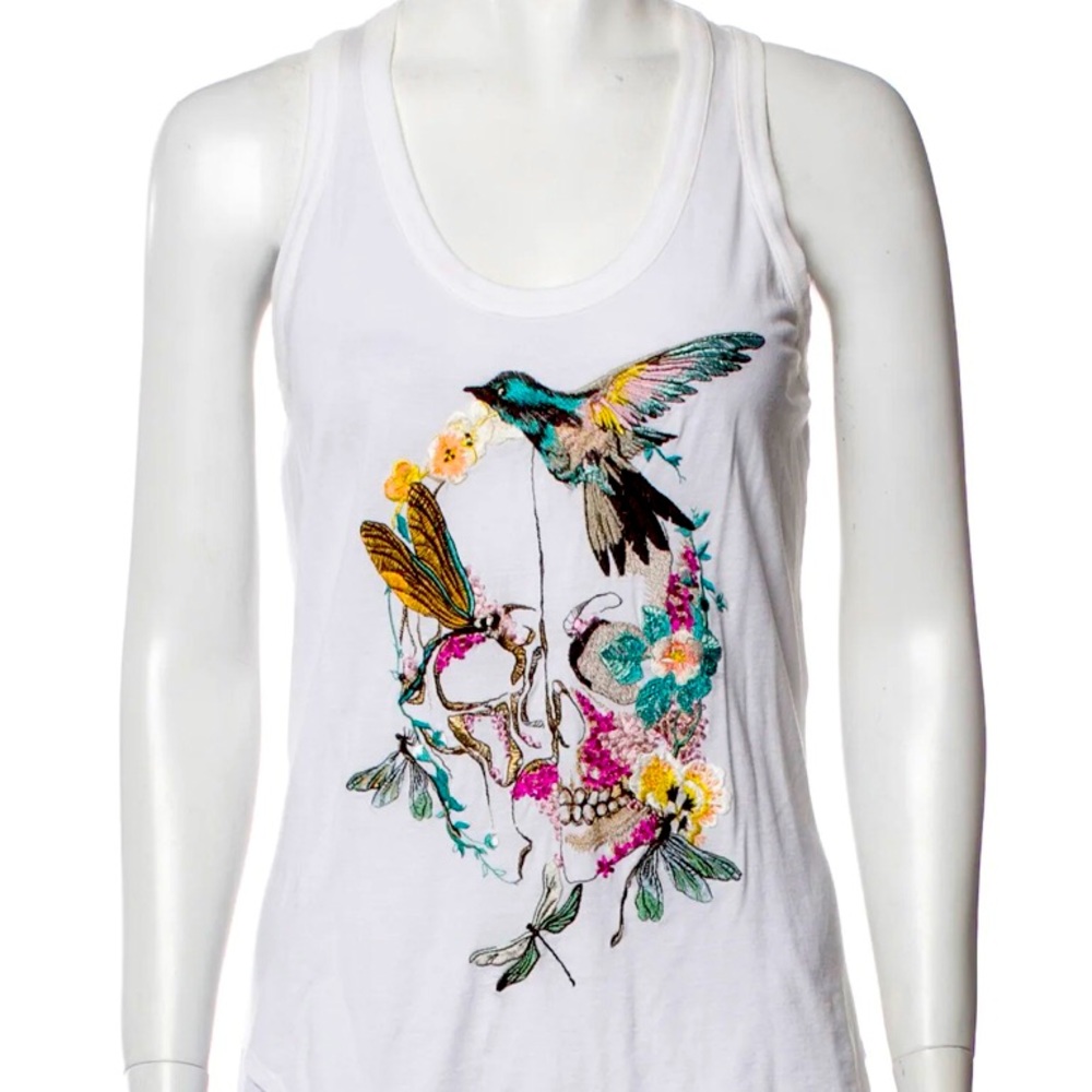 ALEXANDER MCQUEEN Hummingbird Embroidered Tank Top